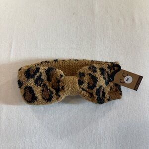 C.C. Leopard Print Headwrap Headband Latte NWT Cozy Knit